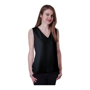 Elizabeth & Clarke The Bennet Unstainable White Sleeveless V-Neck Top | Size 10